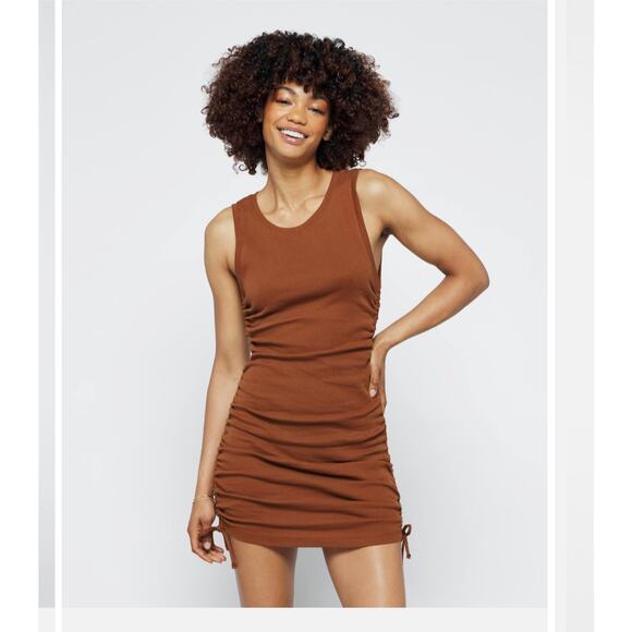 Good American brown slinky knit adjustable side tie sleeveless dress size small - Picture 1 of 7
